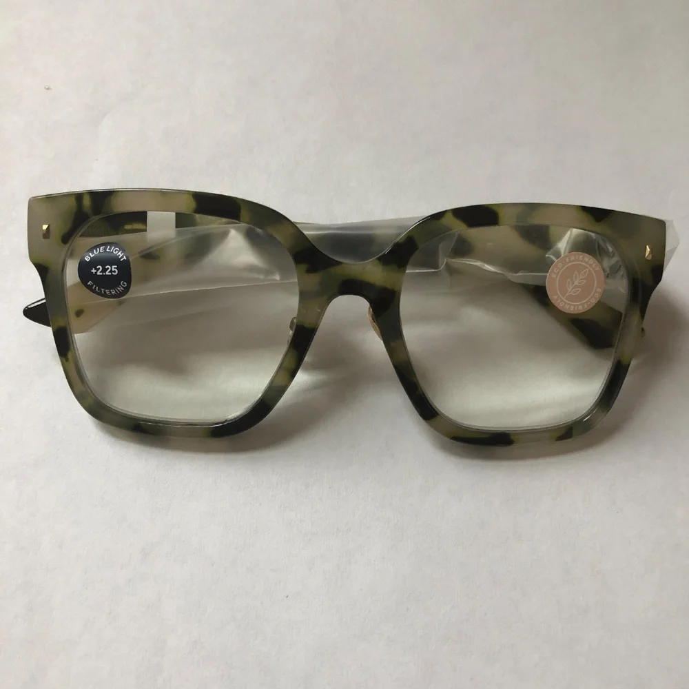 NEW Anthropologie Peepers Piper Square Blue Light Filtering Reader‎ Glasses+2.25